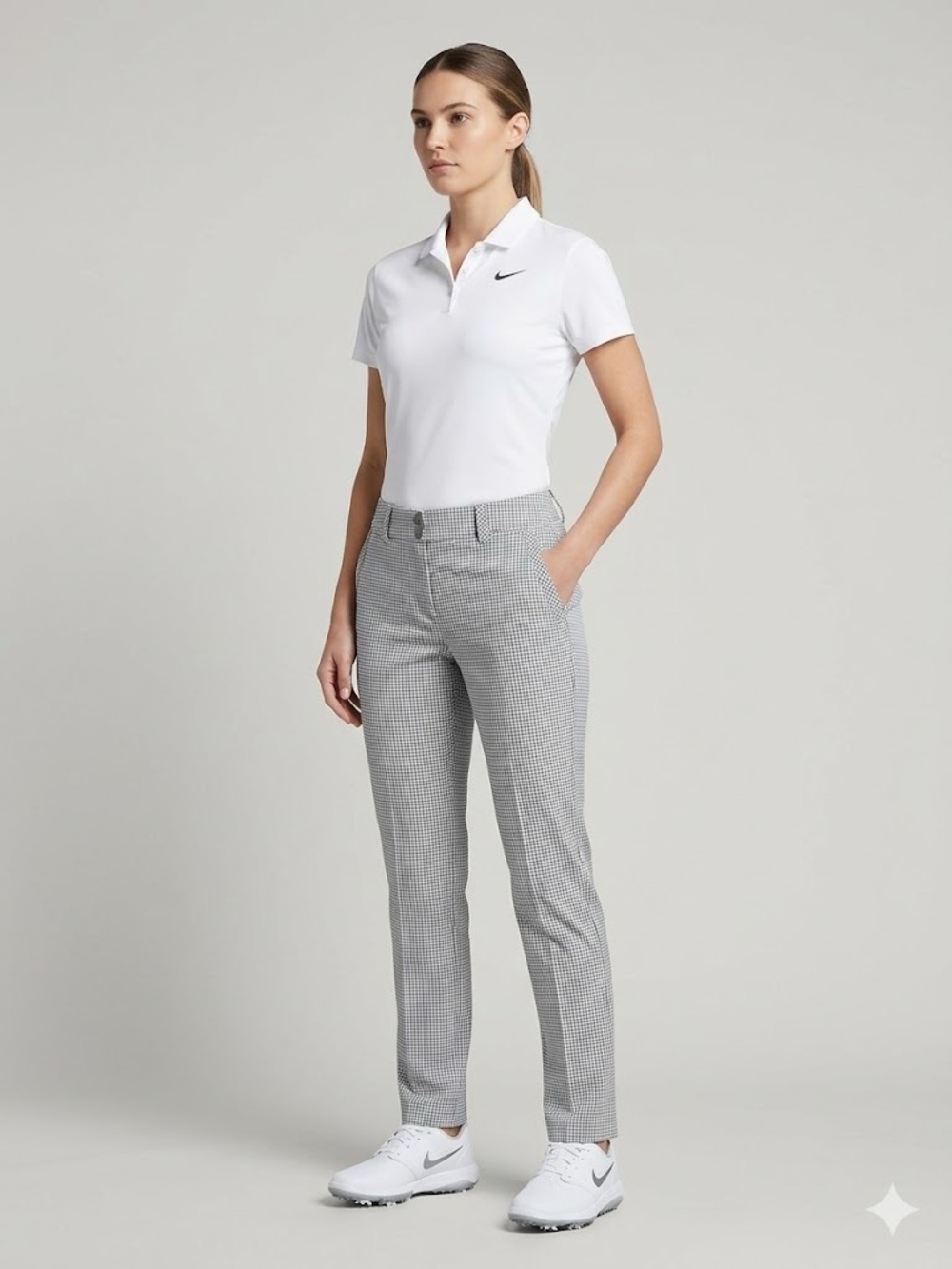 Nike Dri-Fit Women's Checked Gingham Golf Pants, Performance Tech, Size M